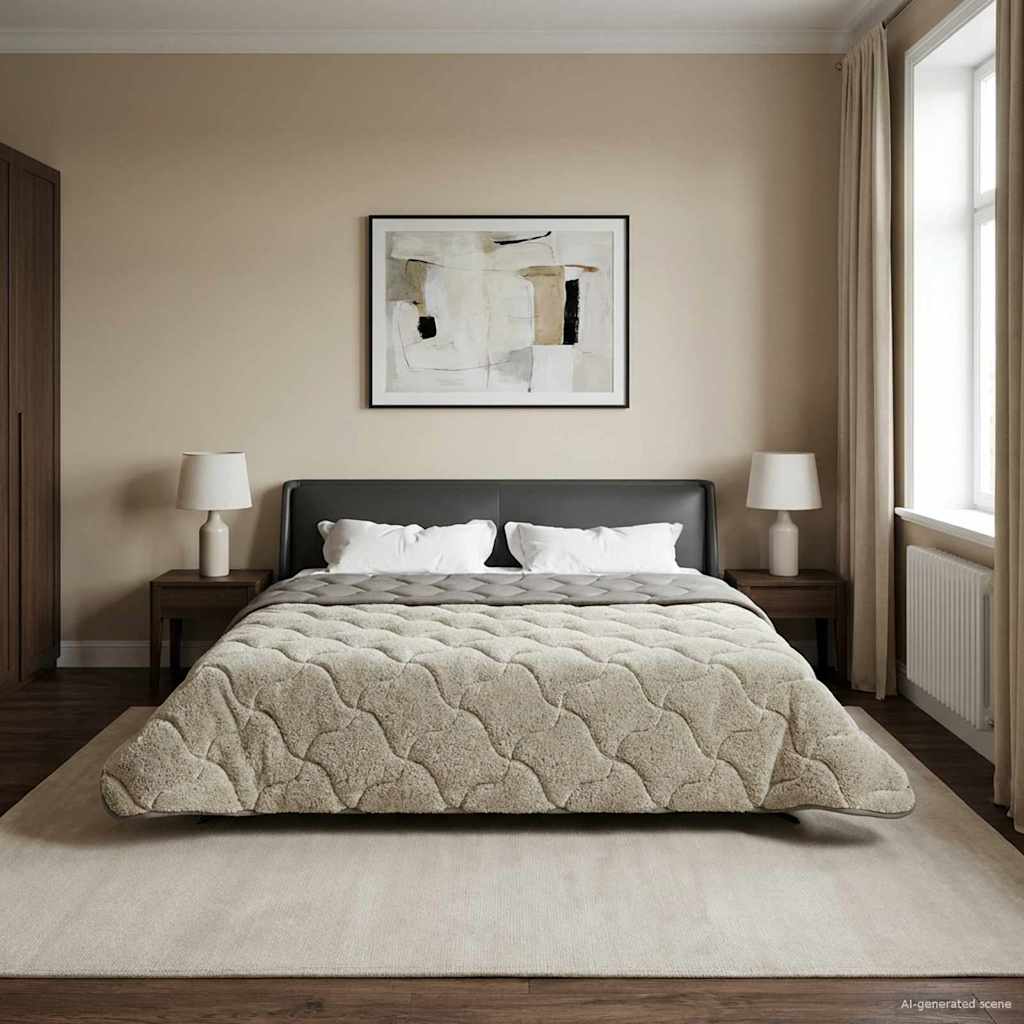vidaXL Winter Dekbed Gekwilt Lichtgrijs 135 x 200 cm