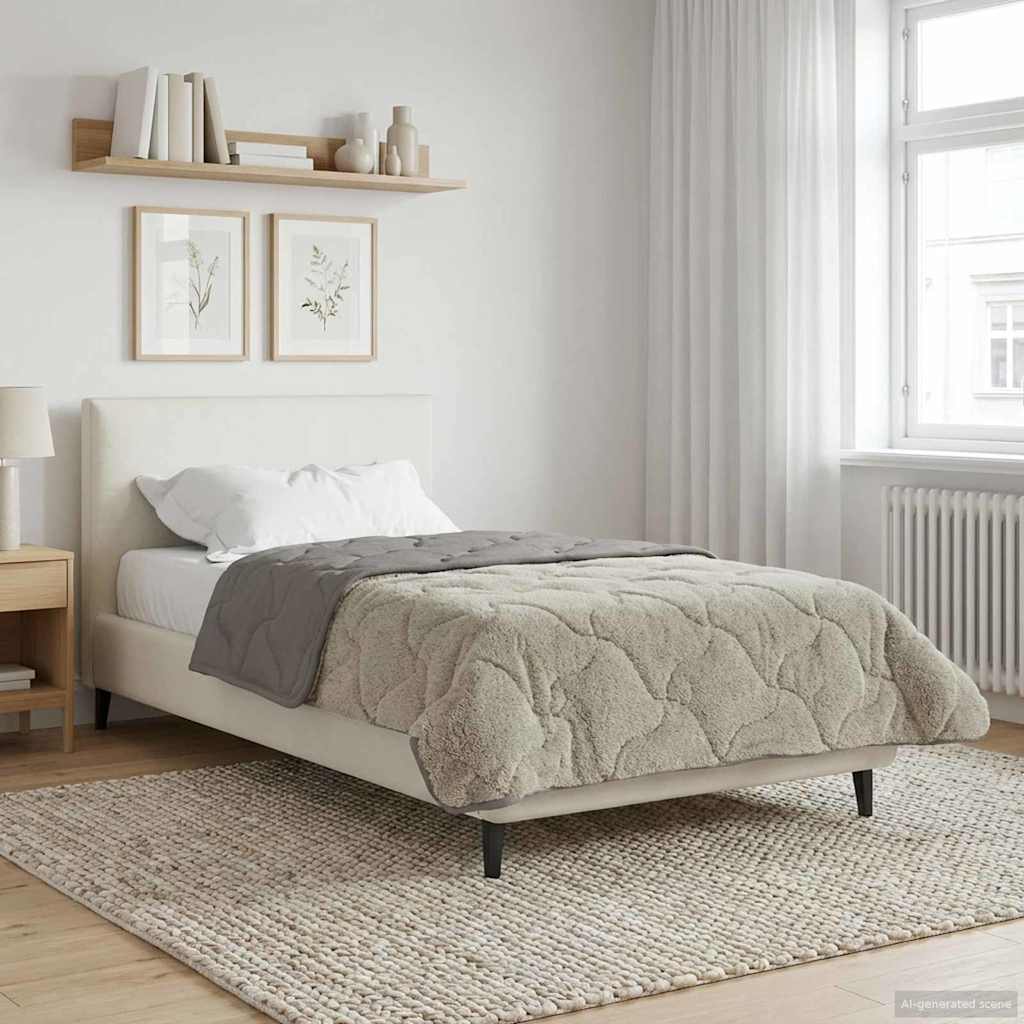 vidaXL Winter Dekbed Gekwilt Lichtgrijs 135 x 200 cm