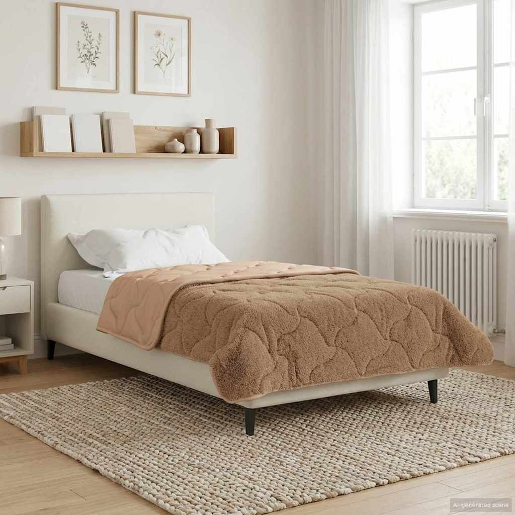 vidaXL Winter Dekbed Gekwilt Lichtgrijs 135 x 200 cm