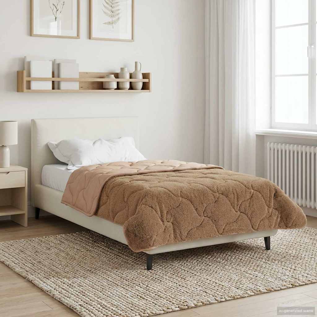 vidaXL Winter Dekbed Gekwilt Lichtgrijs 135 x 200 cm