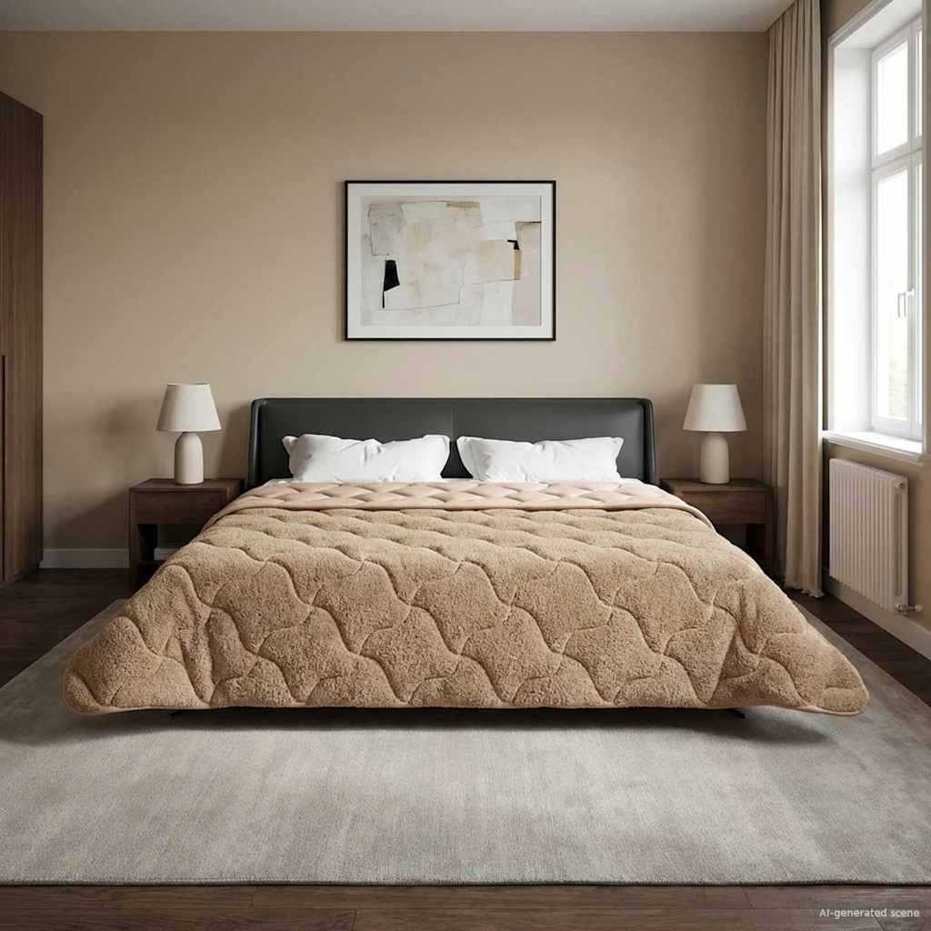 vidaXL Winter Dekbed Gekwilt Lichtgrijs 135 x 200 cm