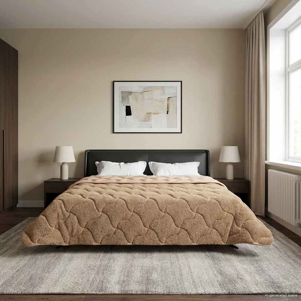 vidaXL Winter Dekbed Gekwilt Lichtgrijs 135 x 200 cm