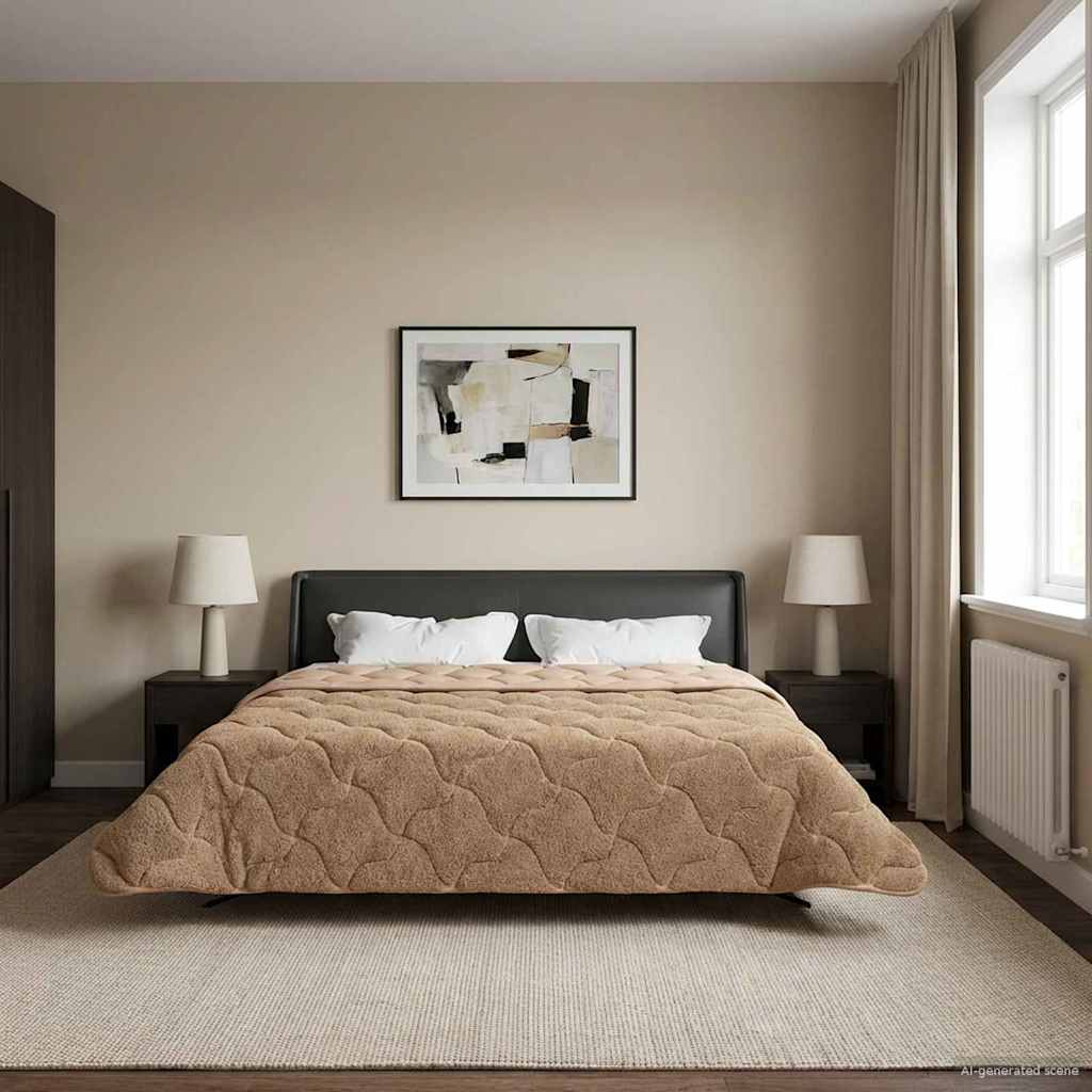 vidaXL Winter Dekbed Gekwilt Lichtgrijs 135 x 200 cm