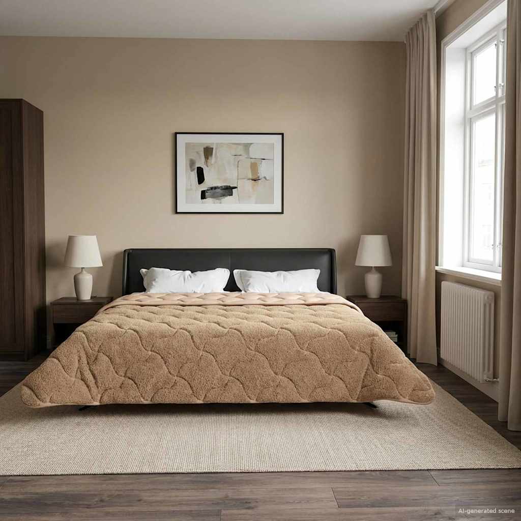 vidaXL Winter Dekbed Gekwilt Lichtgrijs 135 x 200 cm