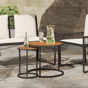 vidaXL Koffietafel Set 2 pcs Naturel en Zwart Massief Acaciahout