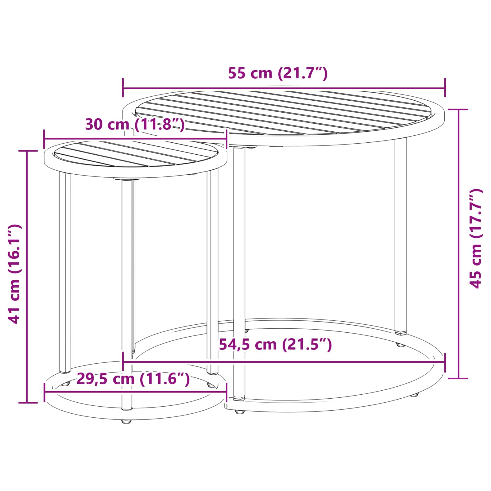 vidaXL Koffietafel Set 2 pcs Naturel en Zwart Massief Acaciahout