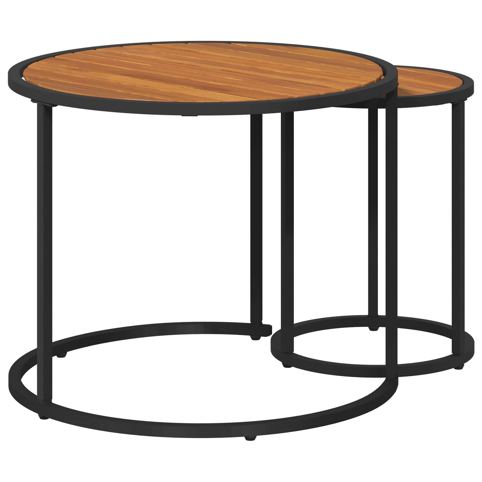 vidaXL Koffietafel Set 2 pcs Naturel en Zwart Massief Acaciahout