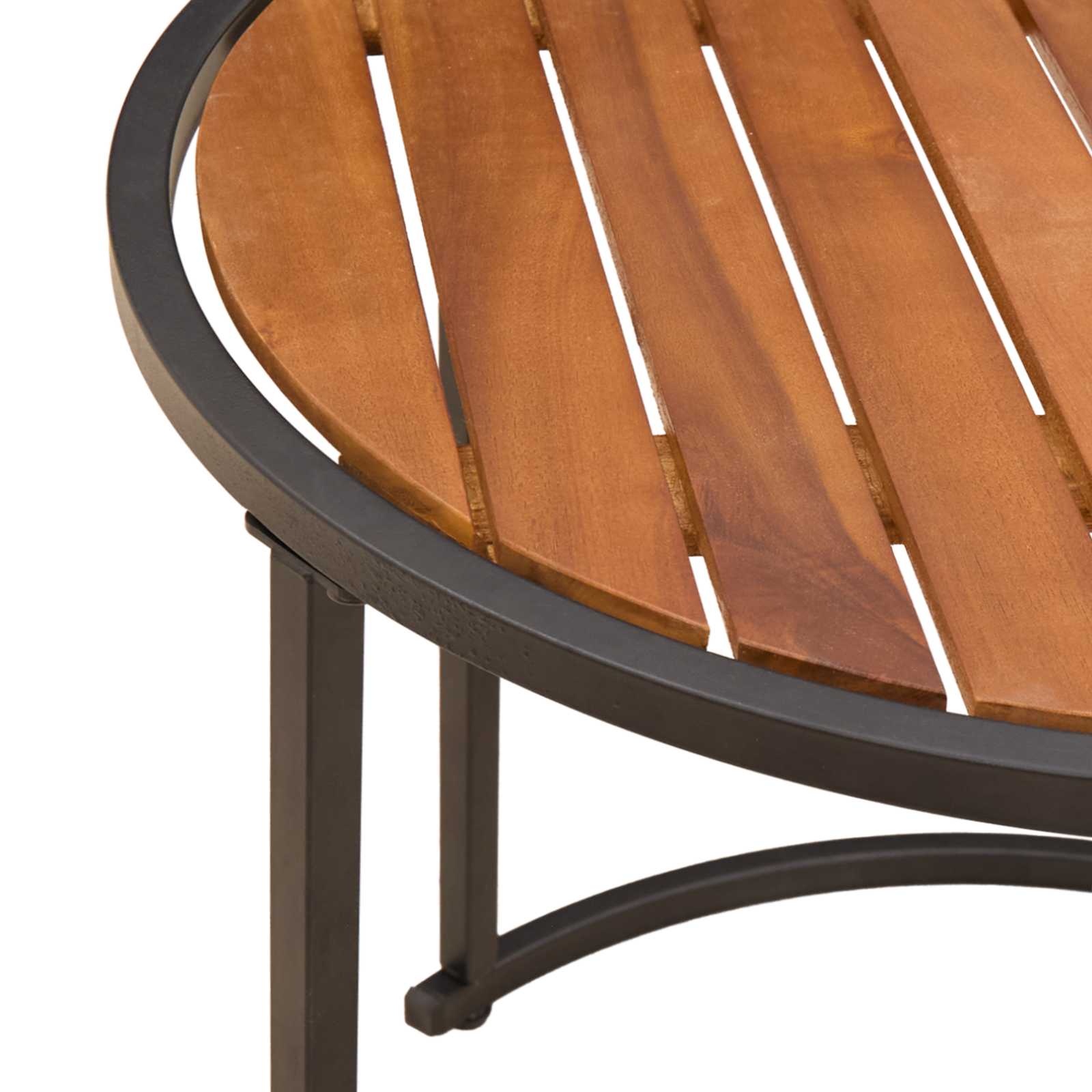 vidaXL Koffietafel Set 2 pcs Naturel en Zwart Massief Acaciahout