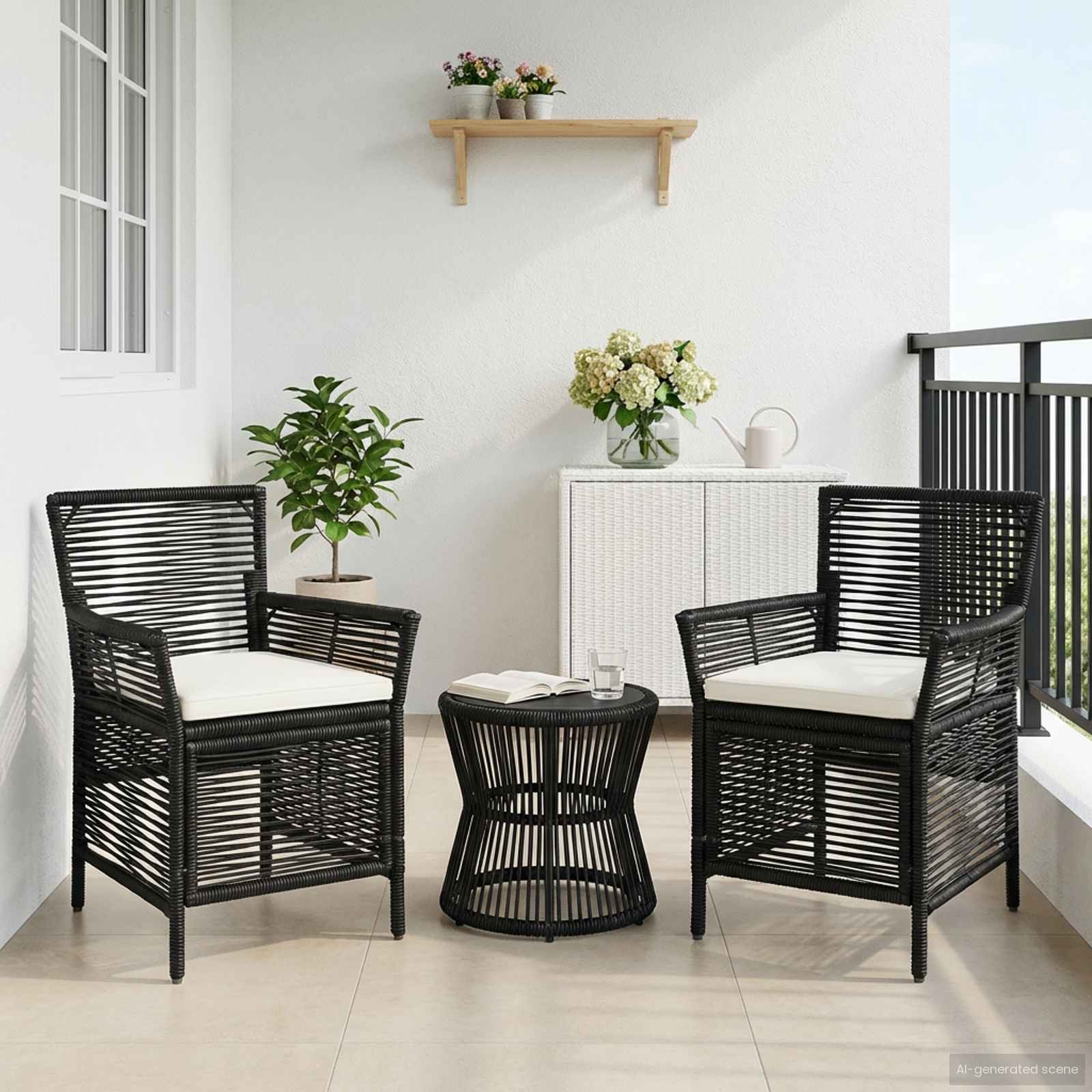 vidaXL Buitenstoel met kussen 4 pcs Grijs en Donkergrijs poly rattan