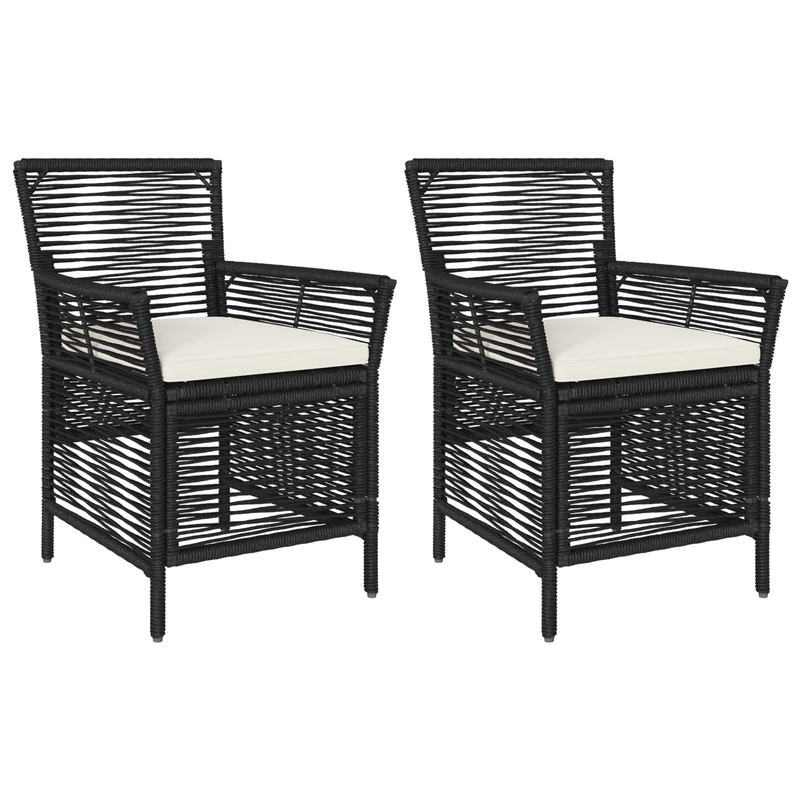 vidaXL Buitenstoel met kussen 4 pcs Grijs en Donkergrijs poly rattan