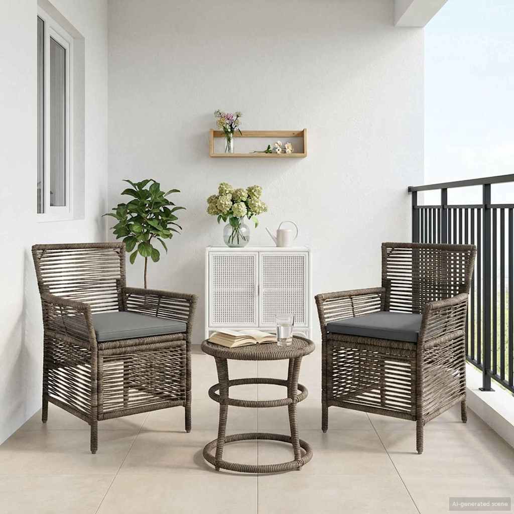 vidaXL Buitenstoel met kussen 4 pcs Grijs en Donkergrijs poly rattan