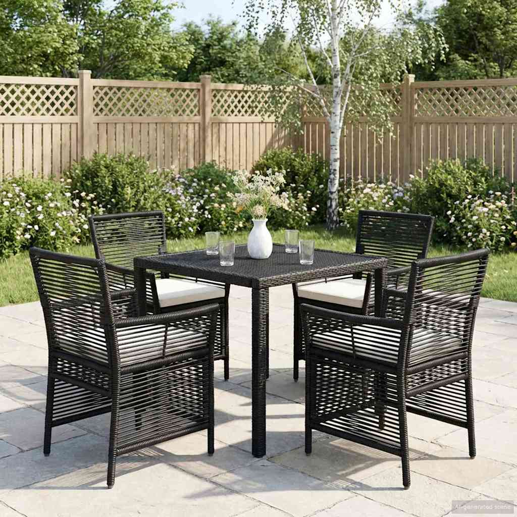 vidaXL Buitenstoel met kussen 4 pcs Grijs en Donkergrijs poly rattan