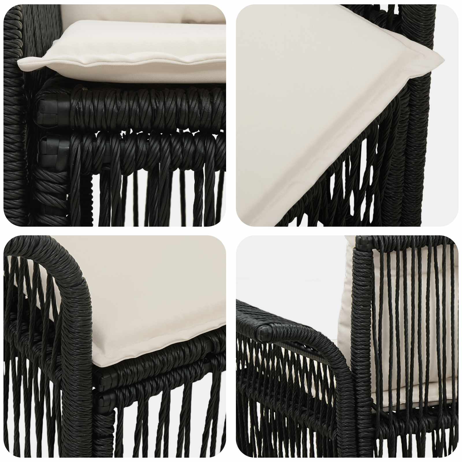 vidaXL Tuinbank 2-Aantal zitplaatsen Zwart poly rattan