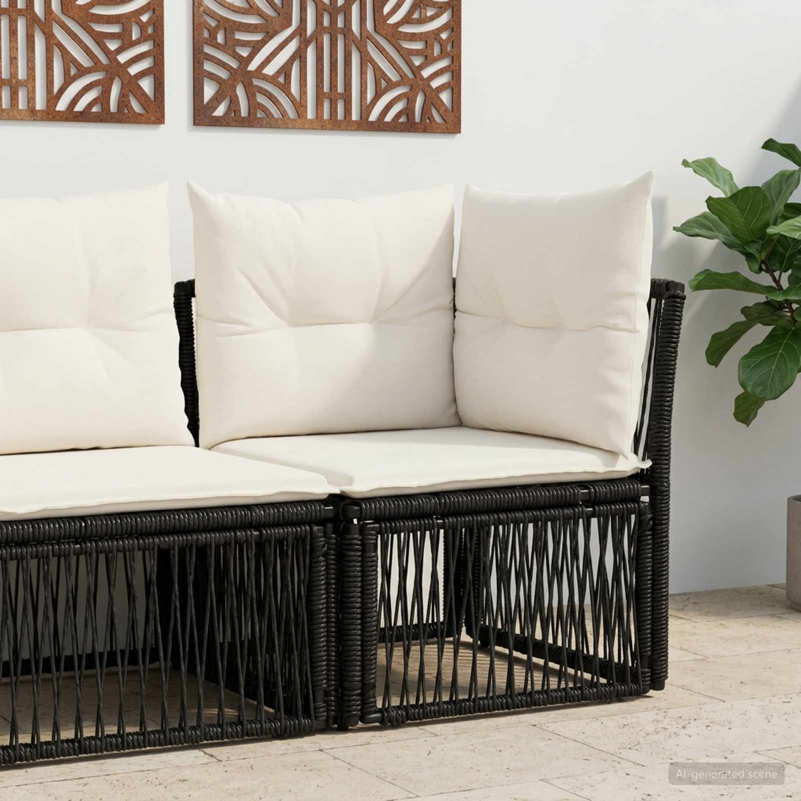 vidaXL Hoeksofa eenheid Zwart poly rattan