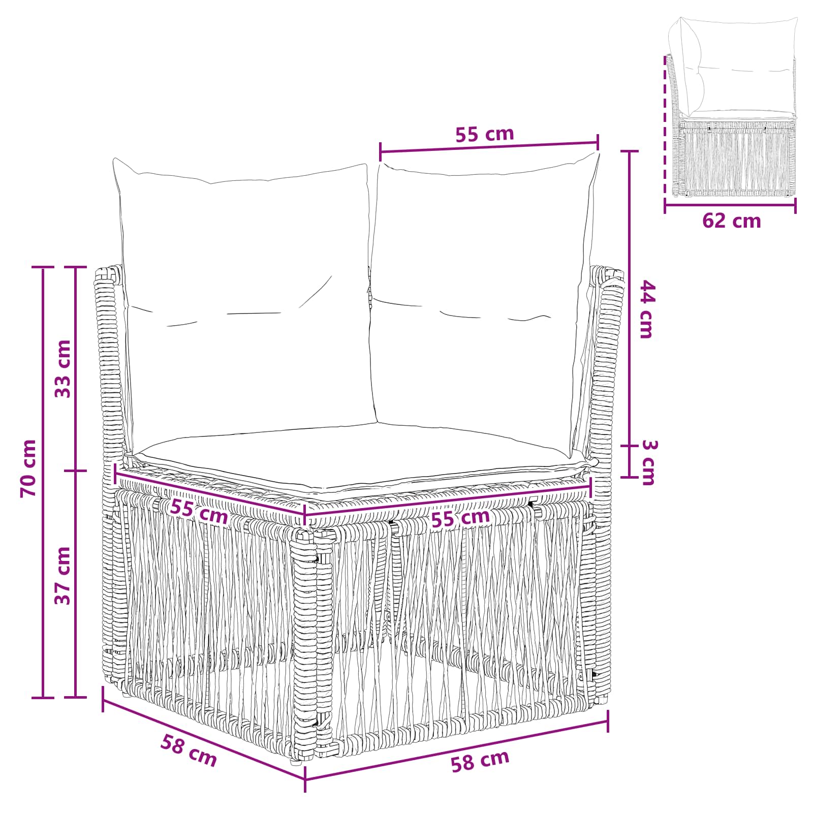 vidaXL Hoeksofa eenheid Zwart poly rattan