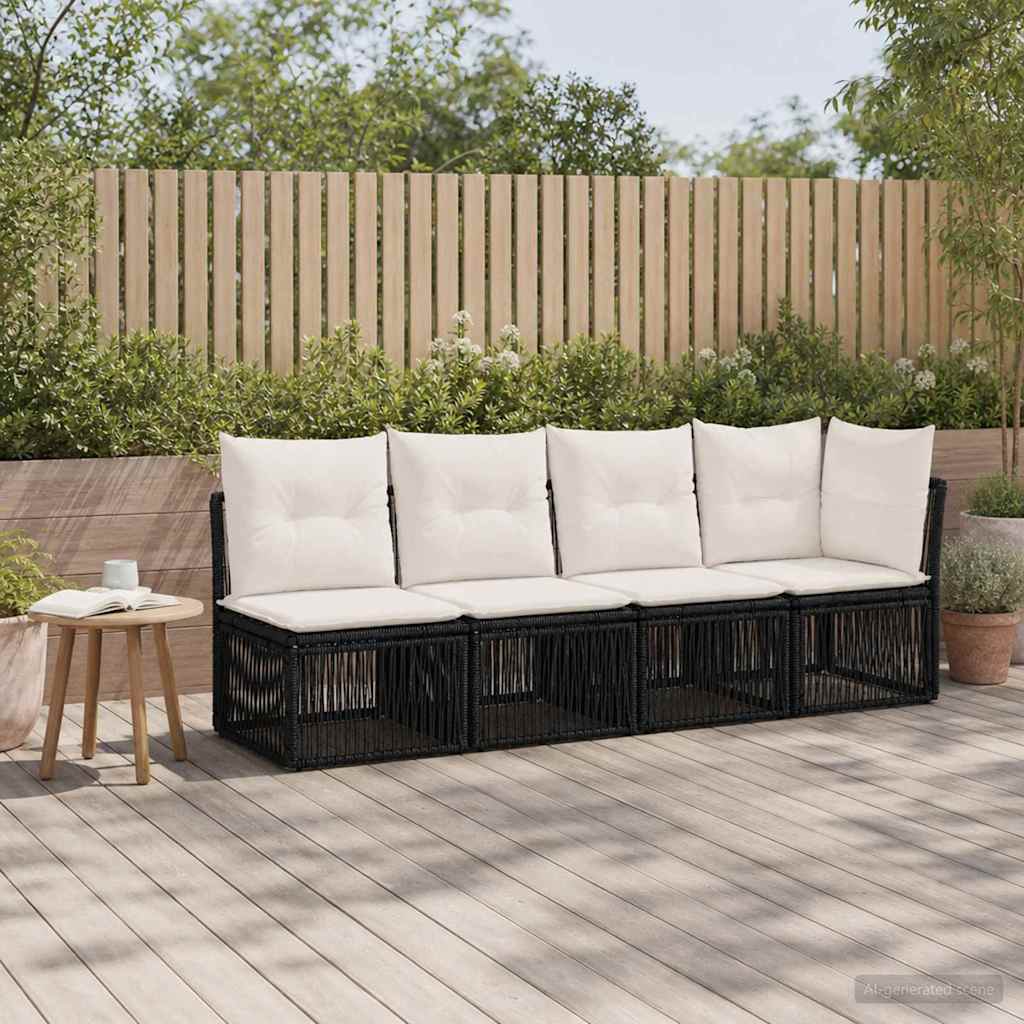 vidaXL Hoeksofa eenheid Zwart poly rattan