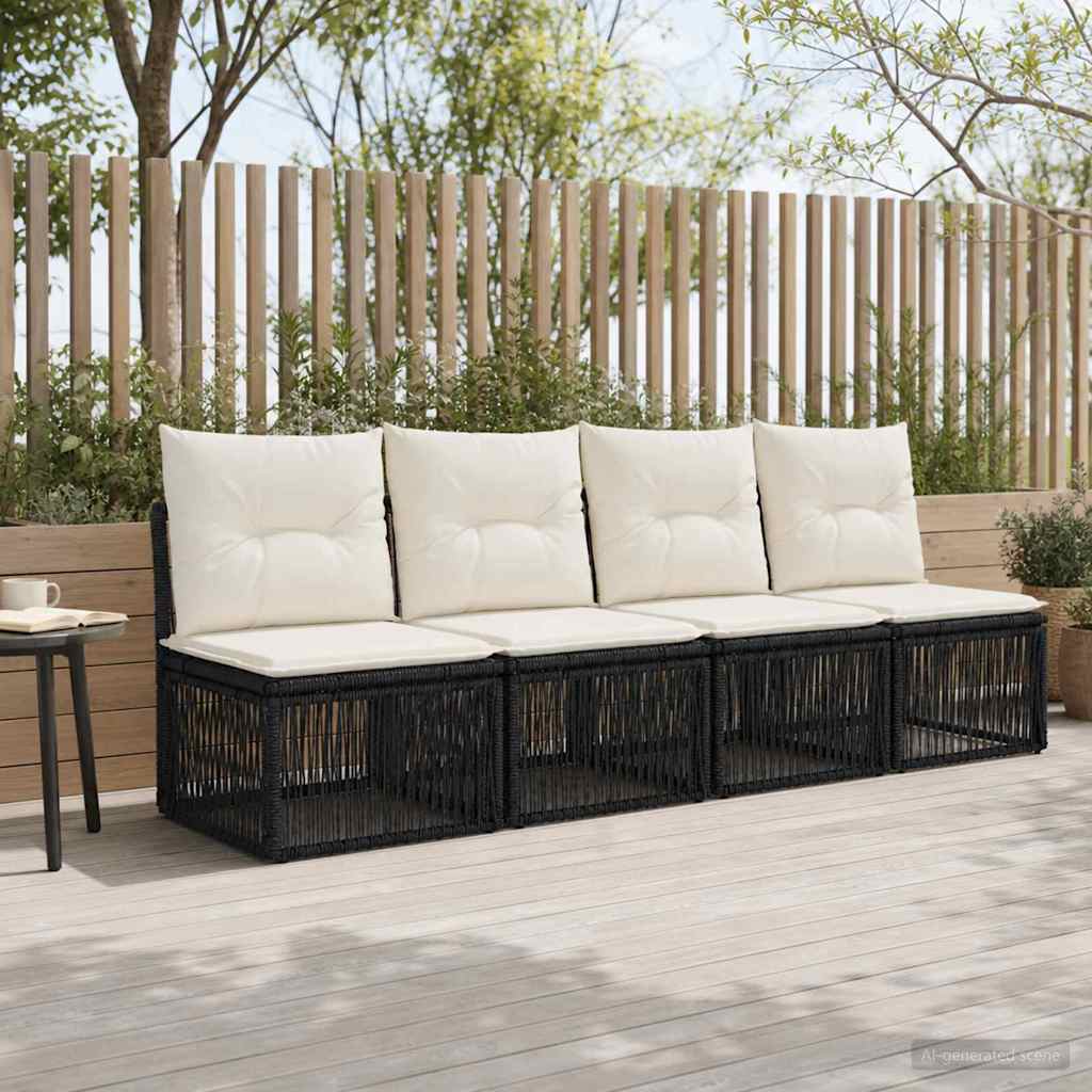 vidaXL Hoeksofa eenheid Zwart poly rattan