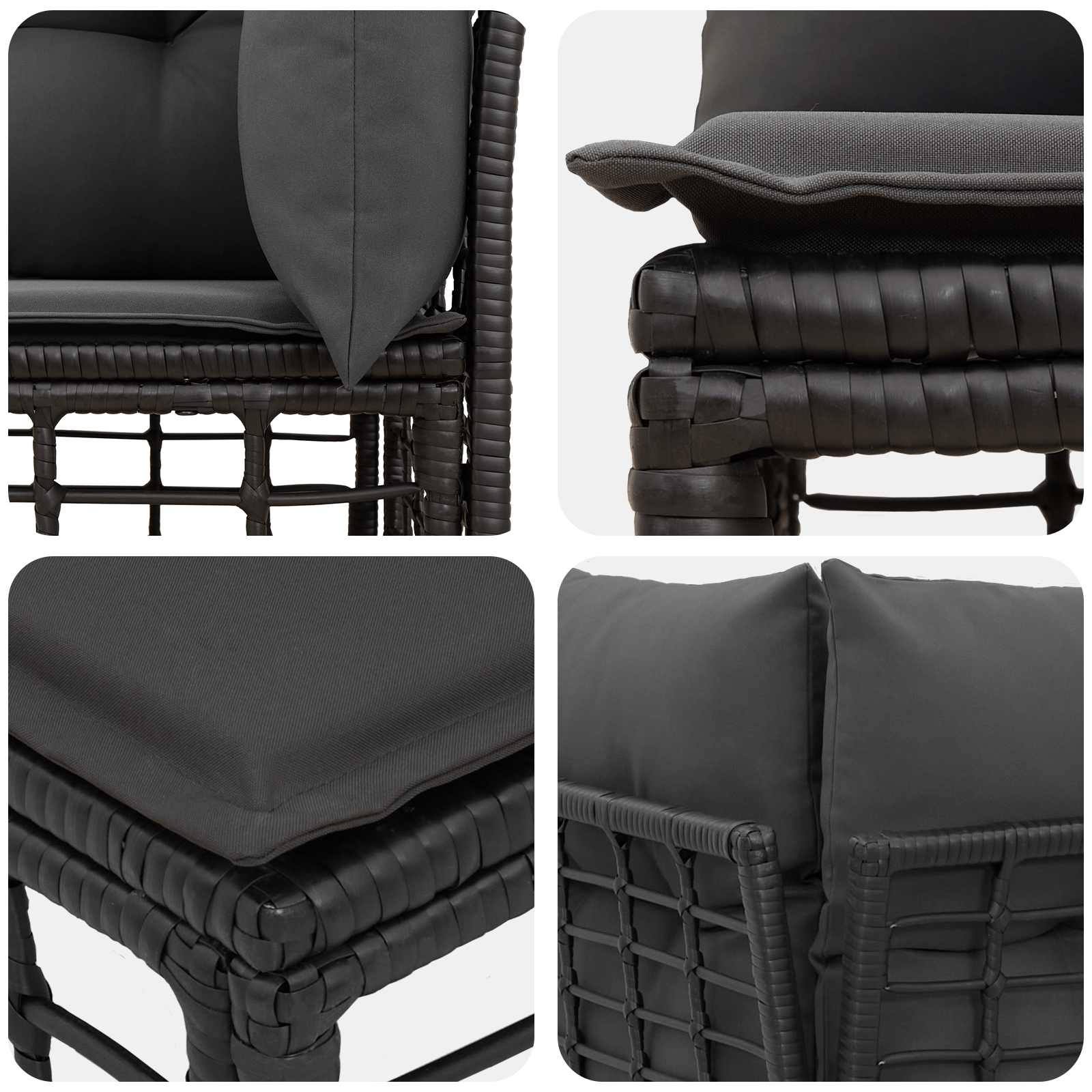 vidaXL Modulaire Outdoor Hoek Sofa Eenheid Zwart poly rattan