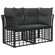 vidaXL Buiten loveseat 2 pcs Zwart en Donkergrijs poly rattan