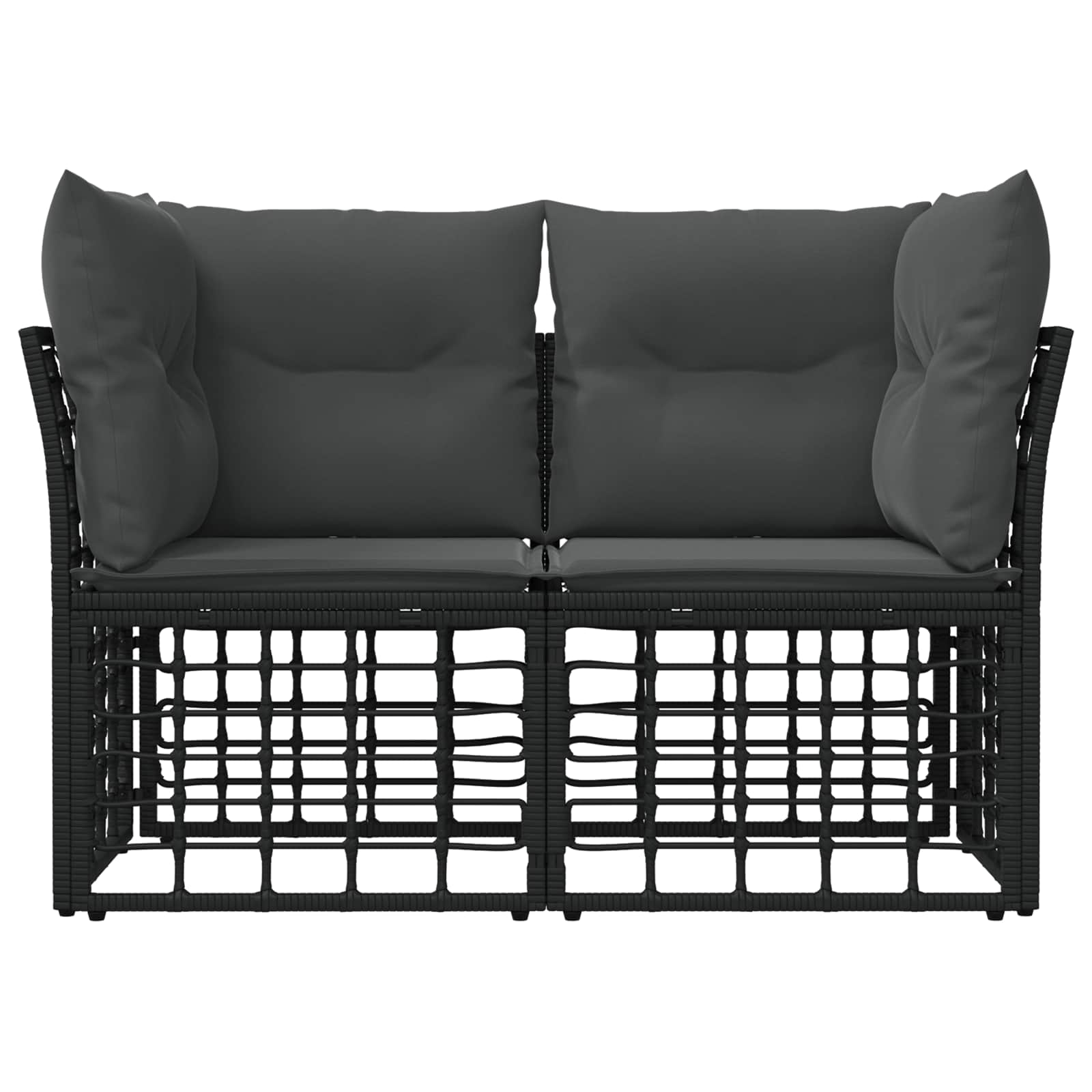 vidaXL Buiten loveseat 2 pcs Zwart en Donkergrijs poly rattan