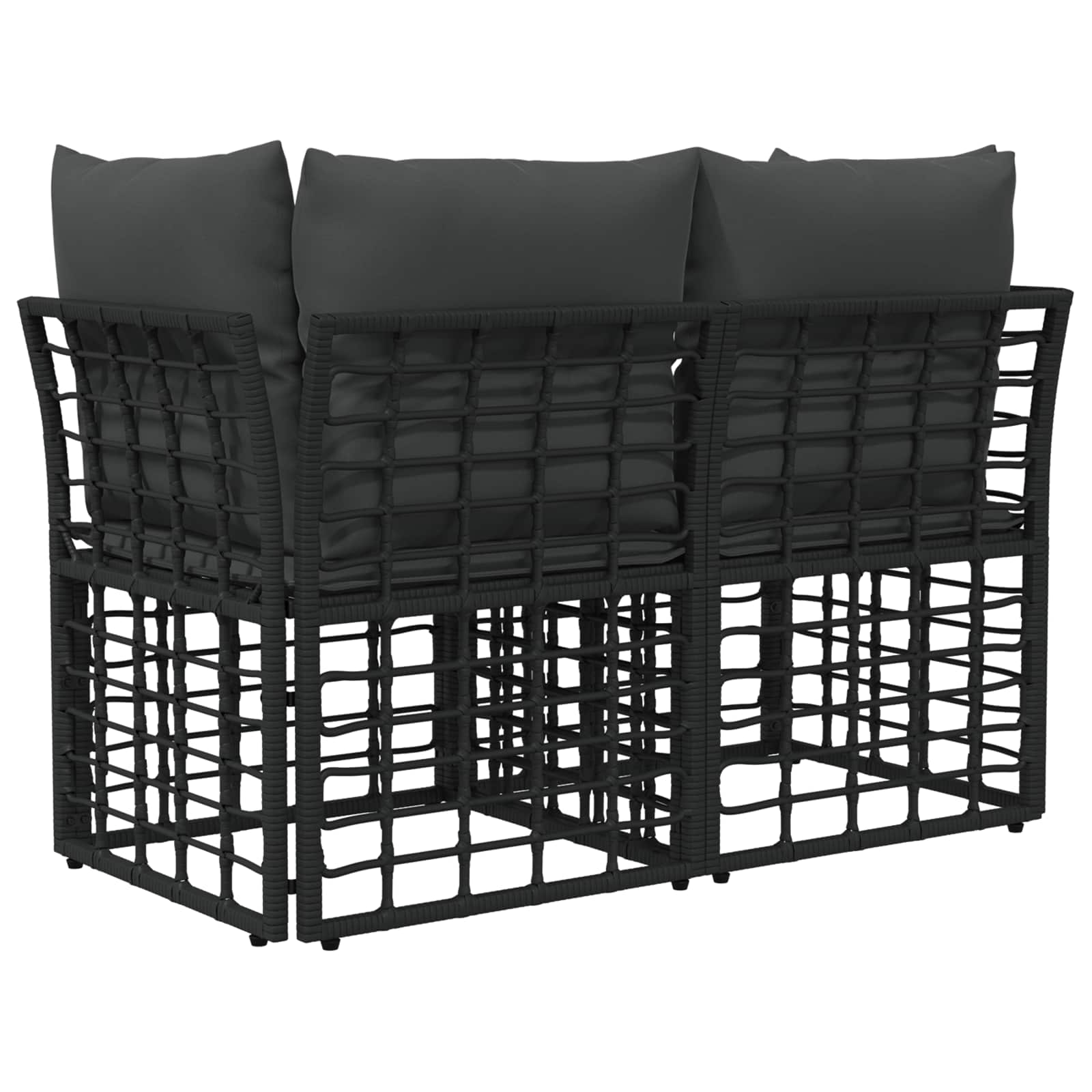 vidaXL Buiten loveseat 2 pcs Zwart en Donkergrijs poly rattan