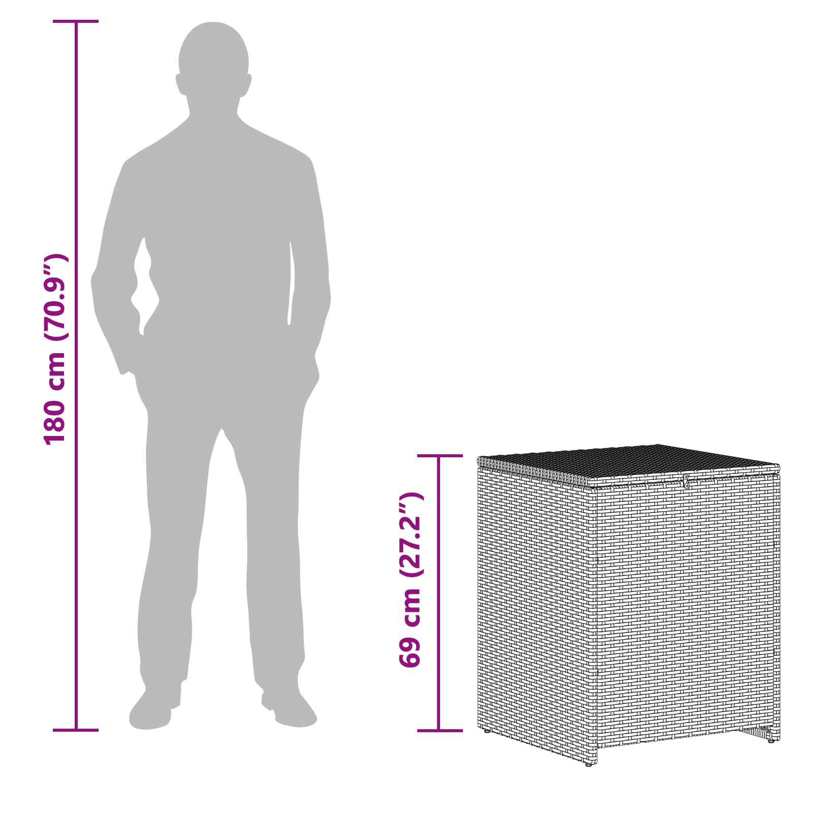 vidaXL Kussenbox 55 x 55 x 69 cm staal