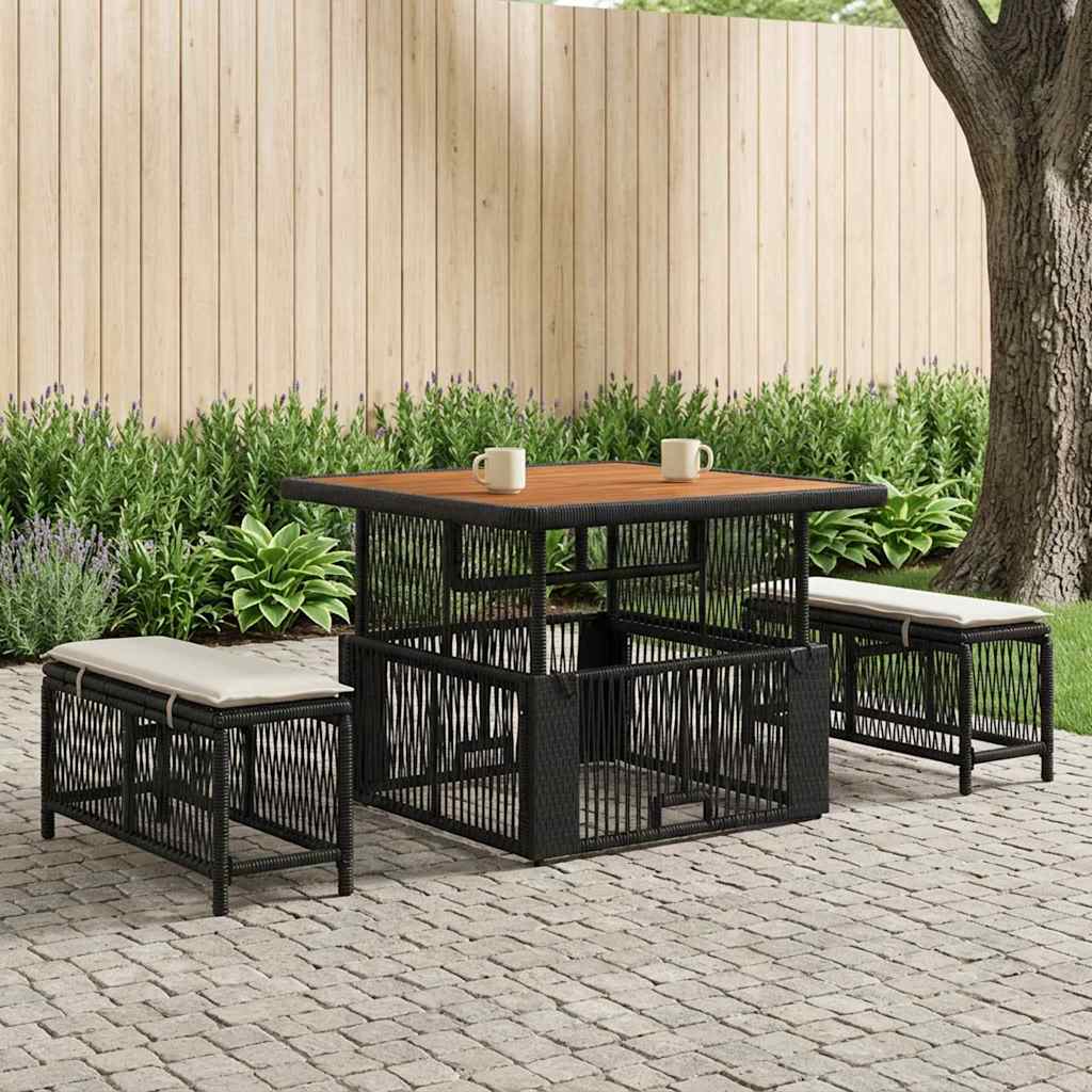 vidaXL Tuin eettafelset 3 pcs Grijs en Donkergrijs poly rattan