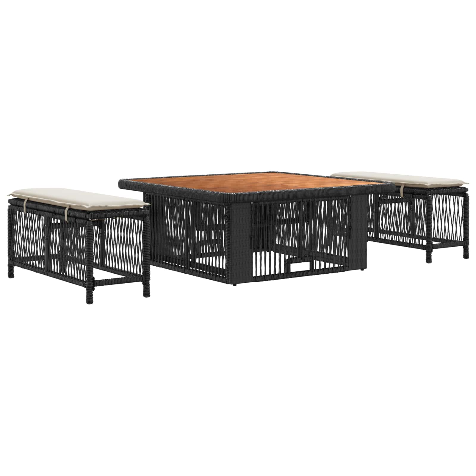 vidaXL Tuin eettafelset 3 pcs Grijs en Donkergrijs poly rattan