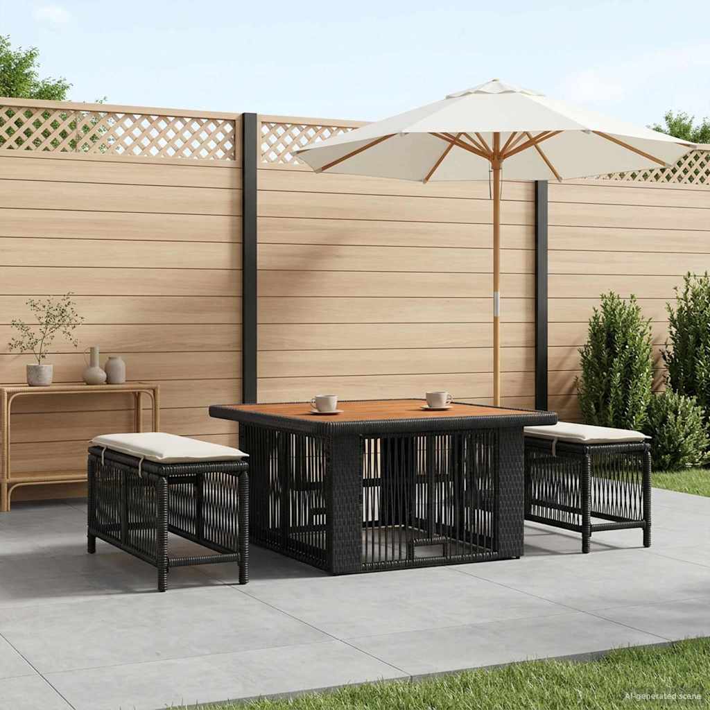 vidaXL Tuin eettafelset 3 pcs Grijs en Donkergrijs poly rattan