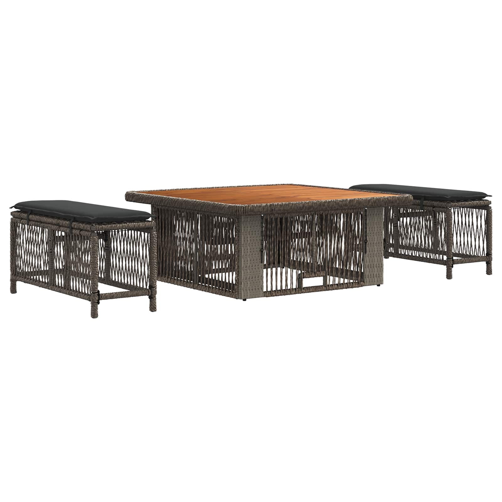 vidaXL Tuin eettafelset 3 pcs Grijs en Donkergrijs poly rattan