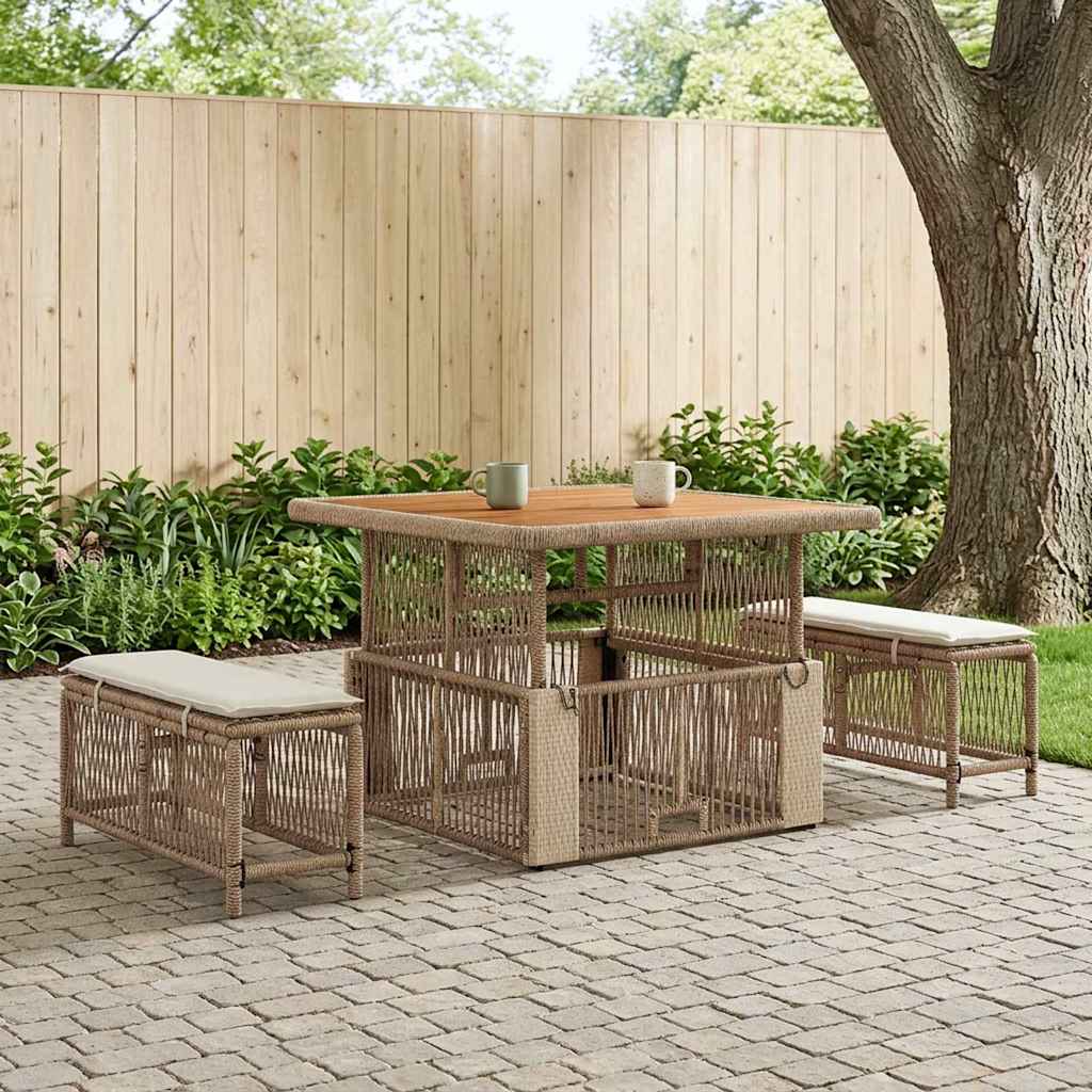 vidaXL Tuin eettafelset 3 pcs Grijs en Donkergrijs poly rattan