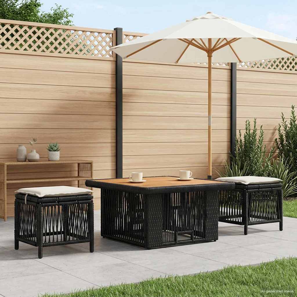 vidaXL Tuin eettafelset 3 pcs Grijs en Donkergrijs poly rattan