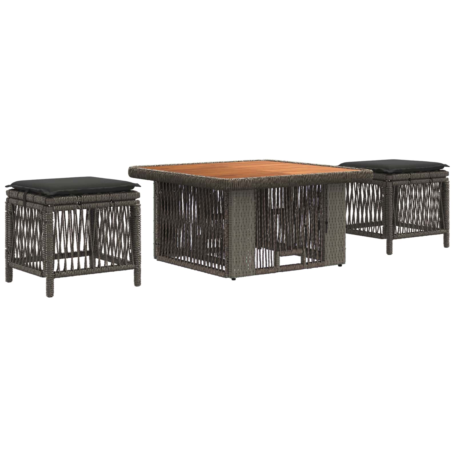 vidaXL Tuin eettafelset 3 pcs Grijs en Donkergrijs poly rattan