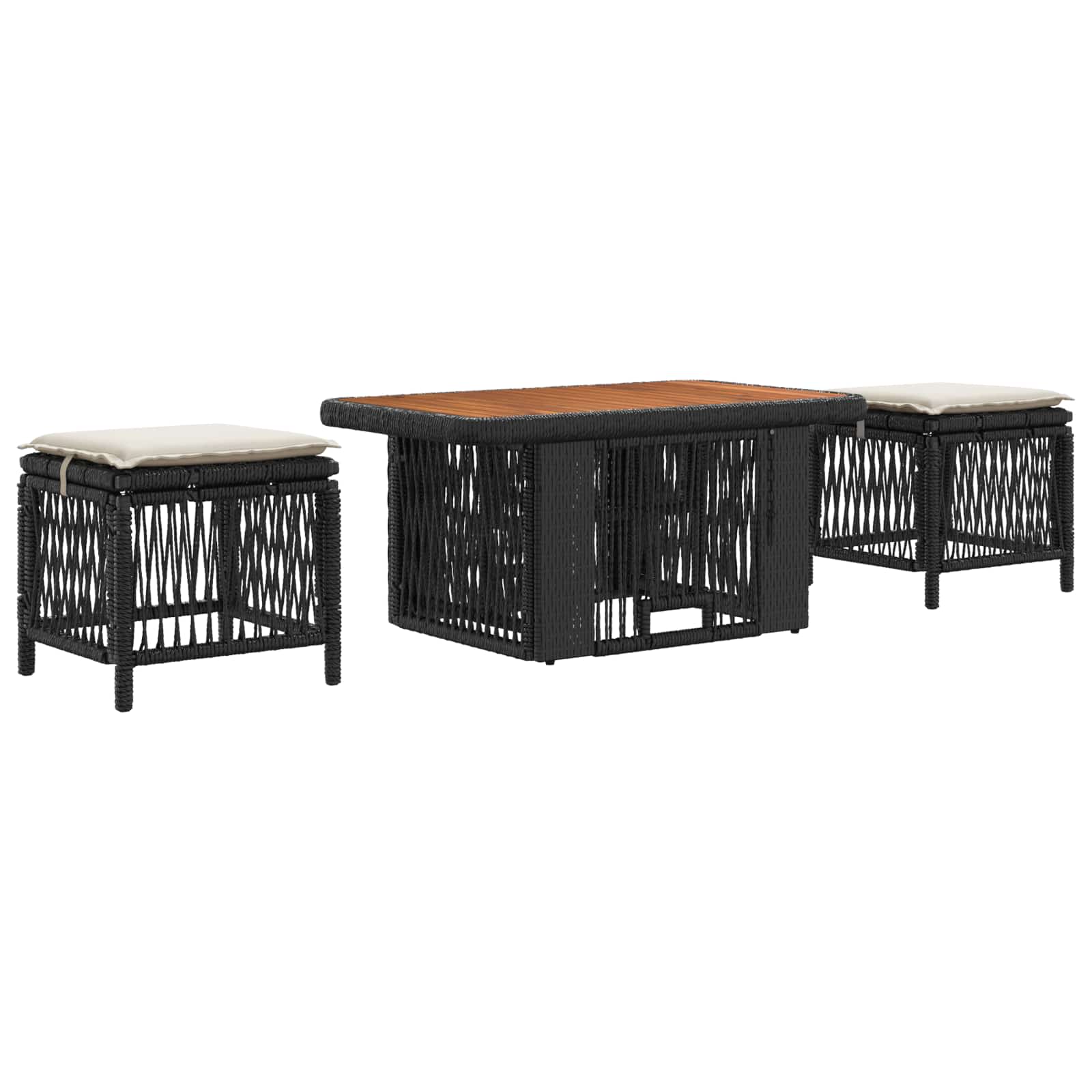 vidaXL Tuin eettafelset 3 pcs Grijs en Donkergrijs poly rattan