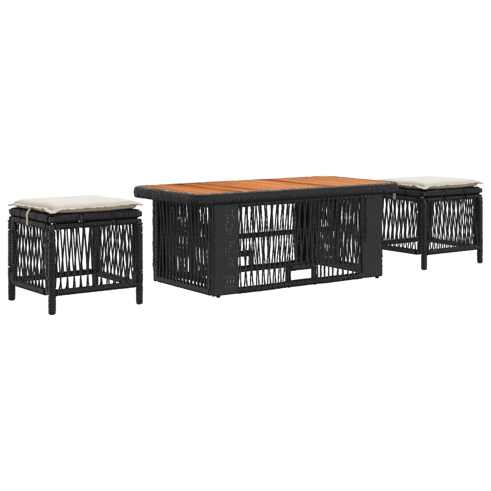 vidaXL Tuin eettafelset 3 pcs Grijs en Donkergrijs poly rattan