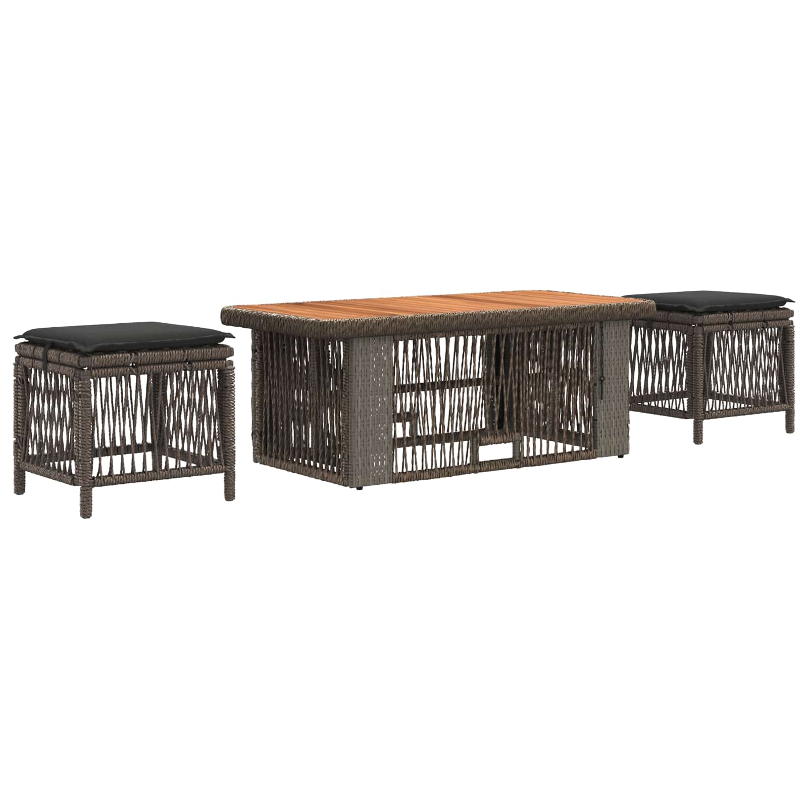 vidaXL Tuin eettafelset 3 pcs Grijs en Donkergrijs poly rattan