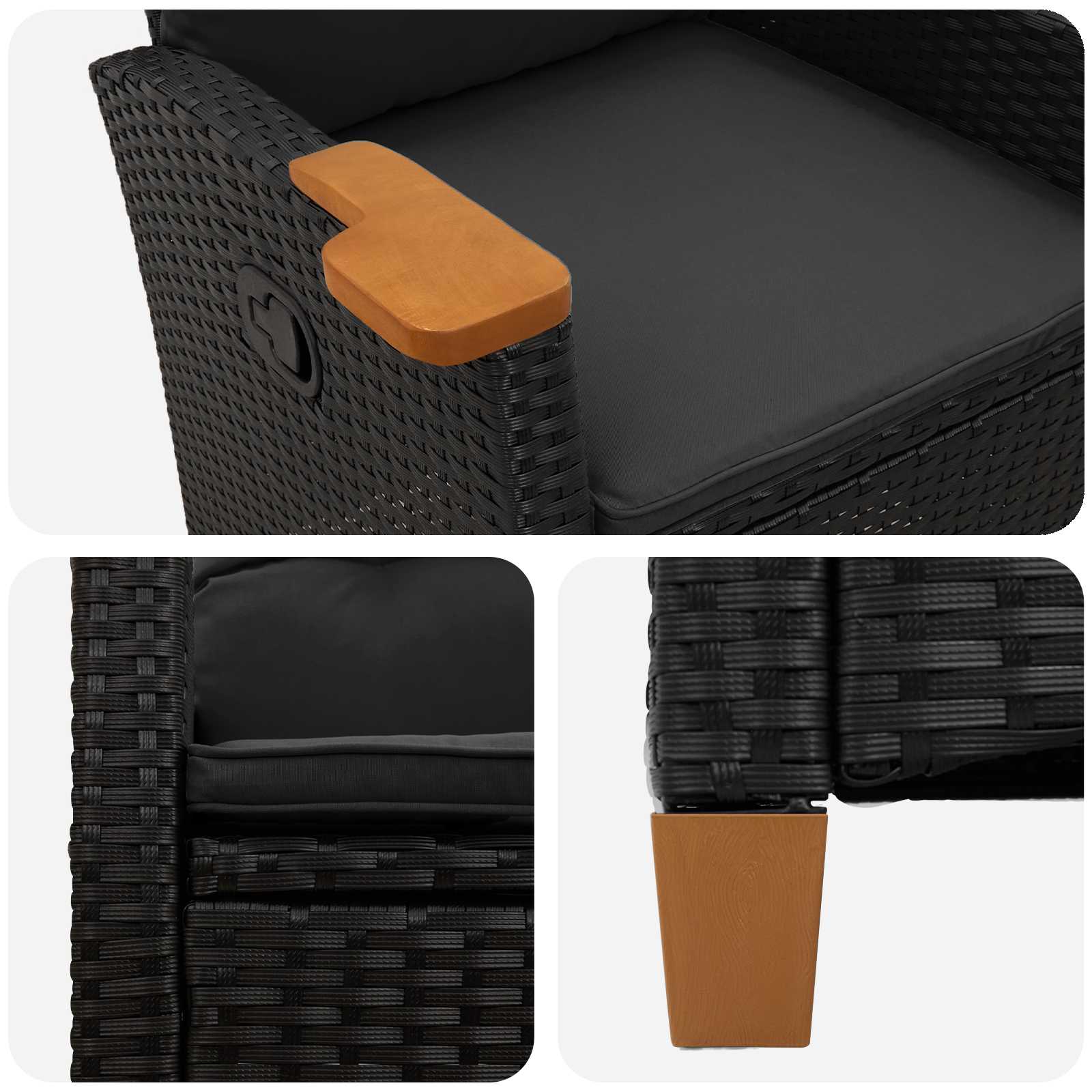 vidaXL Verstelbare stoel met theeplaat Zwart 62 x 64 x 112 cm