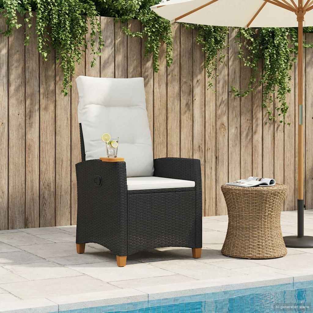 vidaXL Verstelbare stoel met theeplaat Zwart 62 x 64 x 112 cm