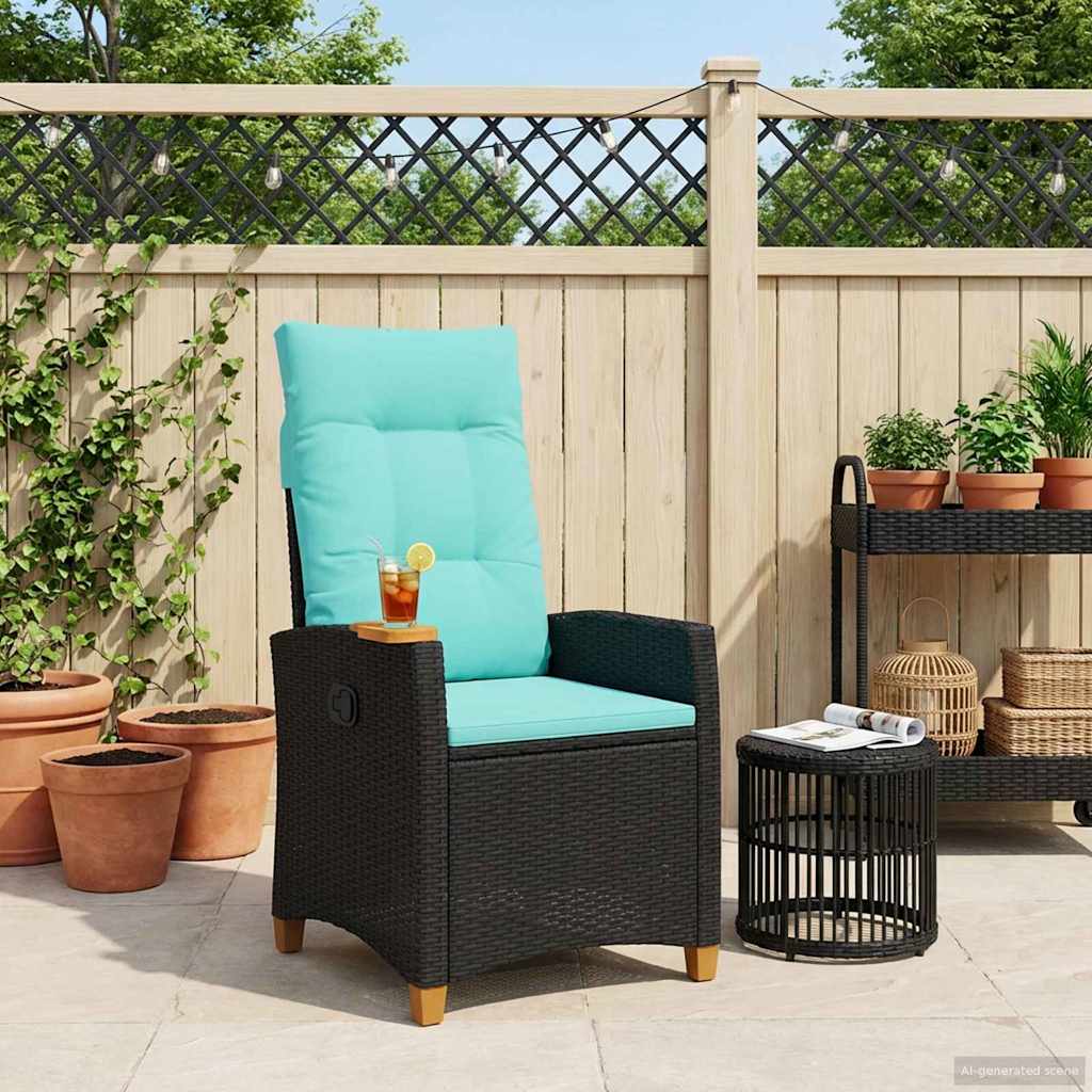 vidaXL Verstelbare stoel met theeplaat Zwart 62 x 64 x 112 cm