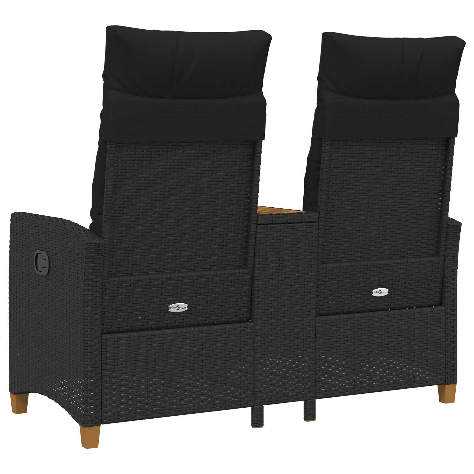 vidaXL Ligbank met tafel Zwart 126 x 65 x 112 cm poly rattan