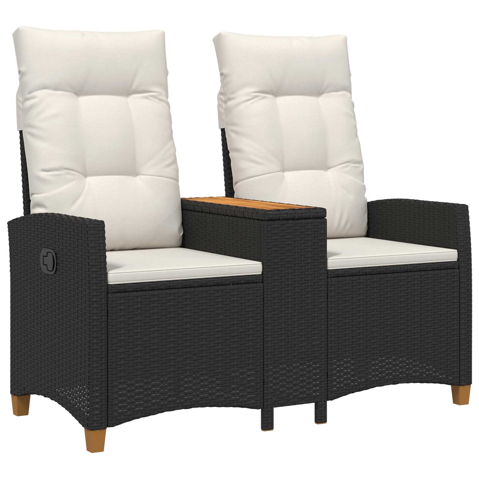 vidaXL Ligbank met tafel Zwart 126 x 65 x 112 cm poly rattan