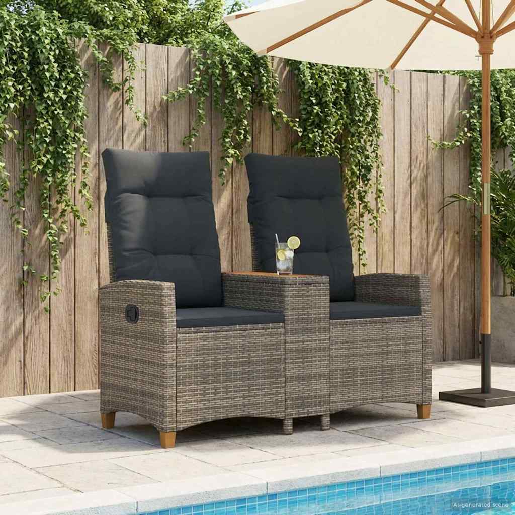 vidaXL Ligbank met tafel Zwart 126 x 65 x 112 cm poly rattan