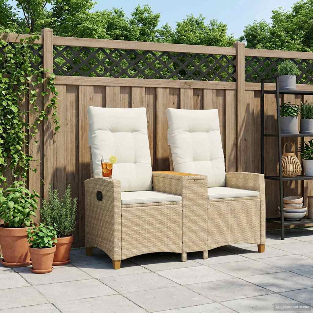 vidaXL Ligbank met tafel Zwart 126 x 65 x 112 cm poly rattan