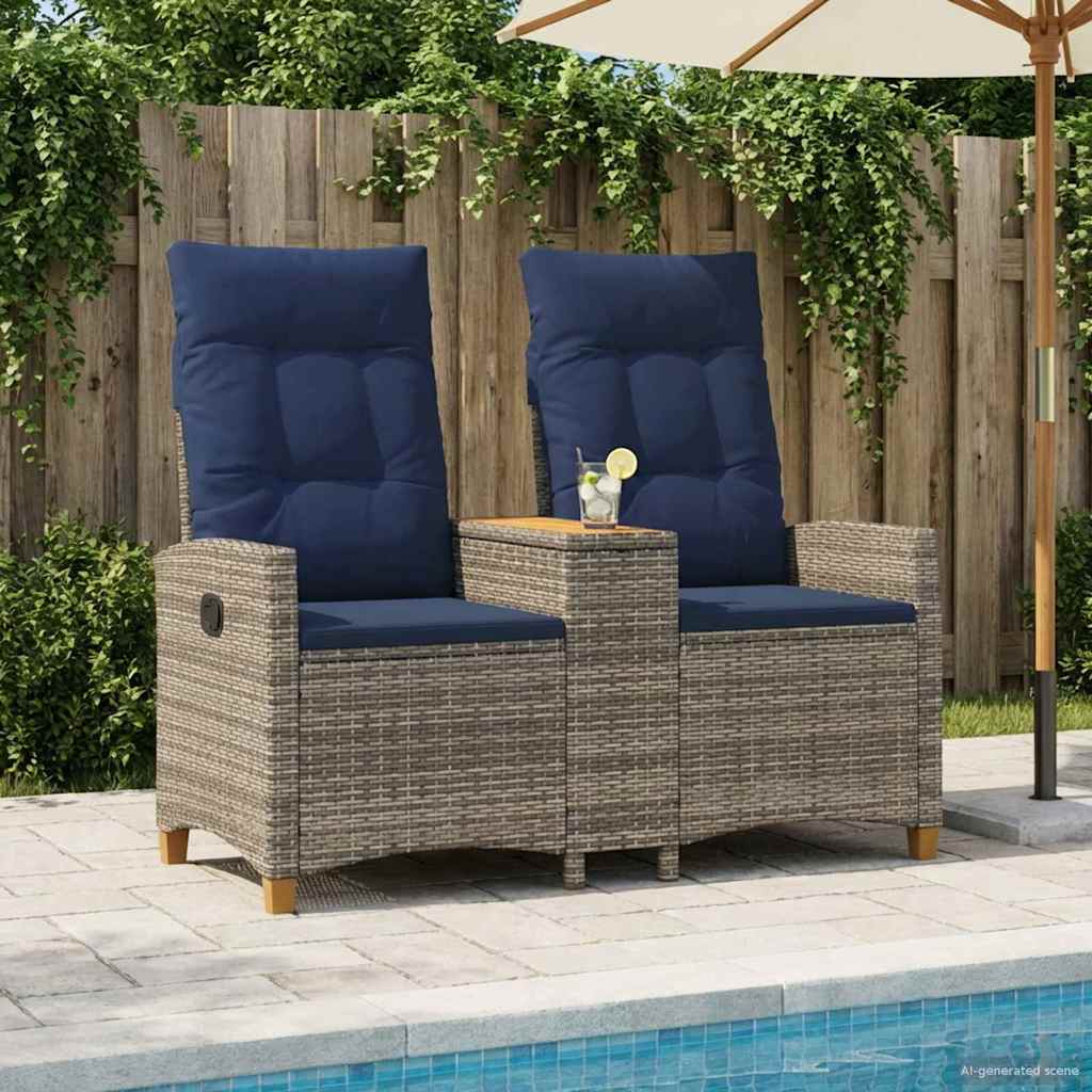 vidaXL Ligbank met tafel Zwart 126 x 65 x 112 cm poly rattan