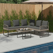 vidaXL Tuinbankenset met kussen 2 pcs Grijs Poly Rattan en Staal