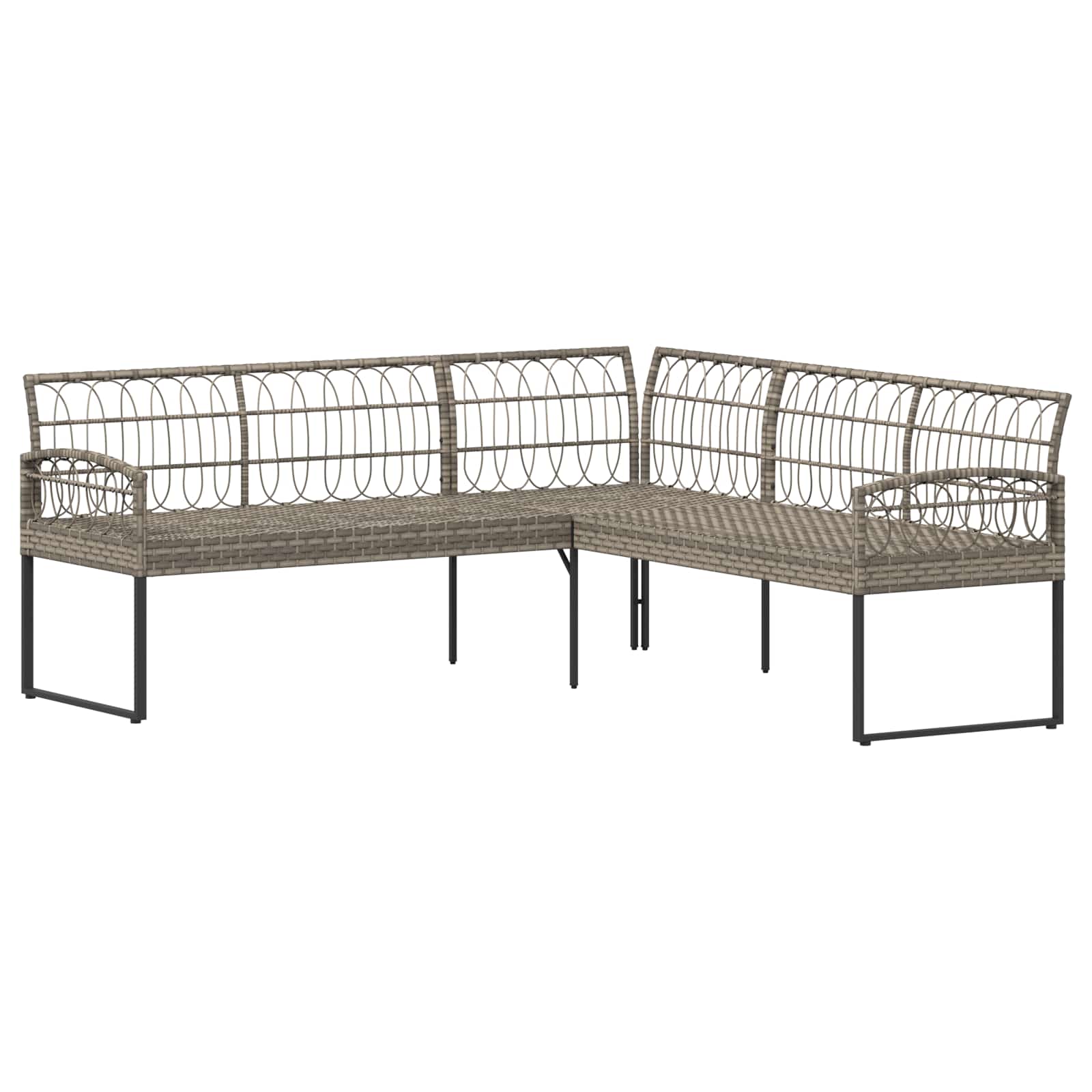 vidaXL Tuinbankenset met kussen 2 pcs Grijs Poly Rattan en Staal