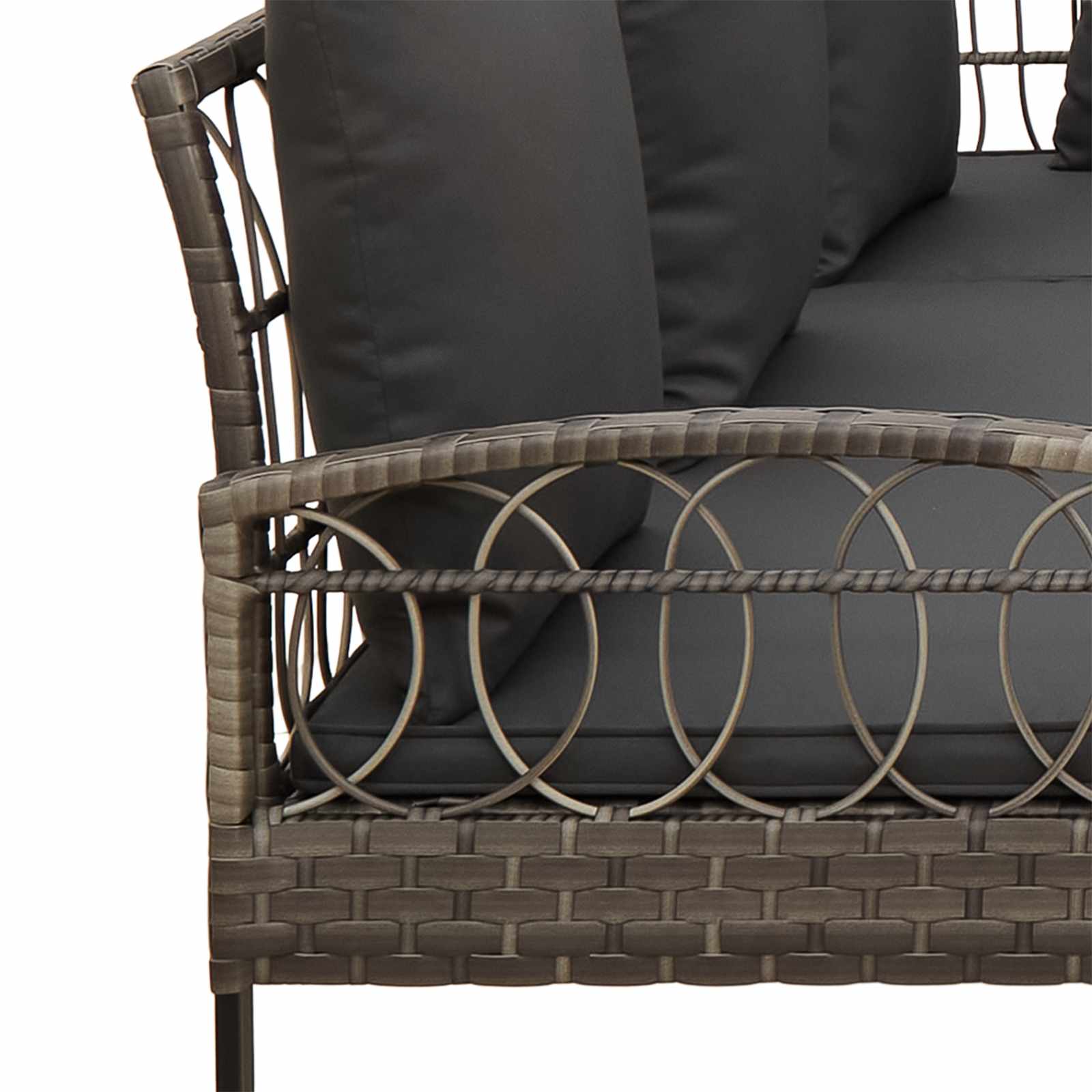 vidaXL Tuinbankenset met kussen 2 pcs Grijs Poly Rattan en Staal