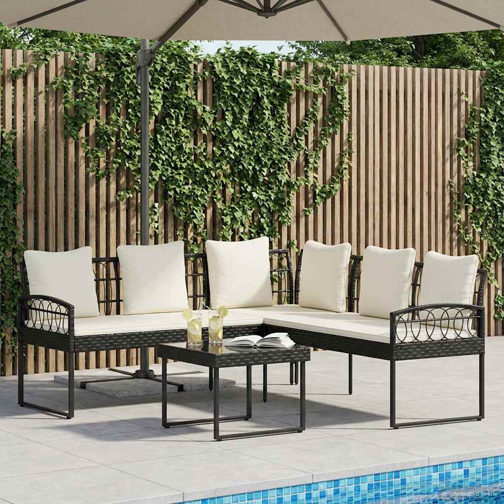 vidaXL Tuinbankenset met kussen 2 pcs Grijs Poly Rattan en Staal