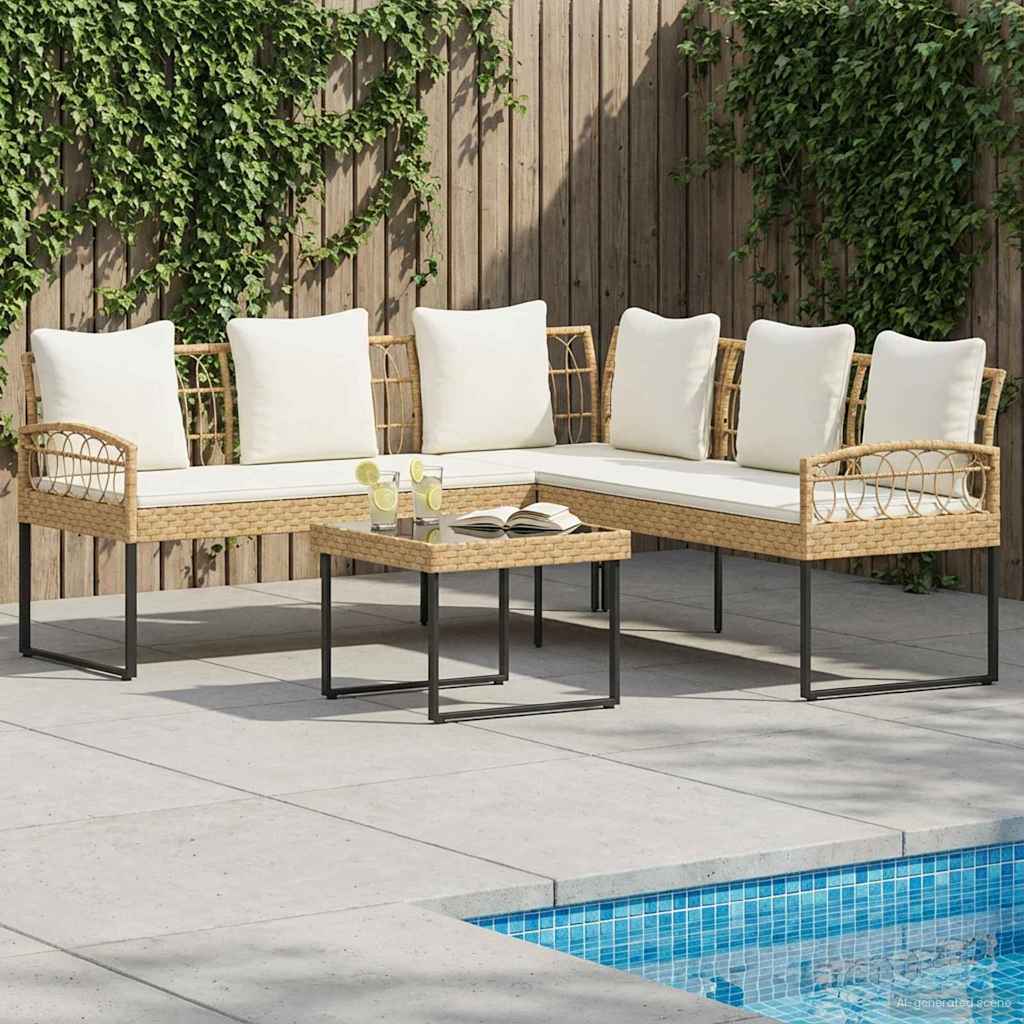 vidaXL Tuinbankenset met kussen 2 pcs Grijs Poly Rattan en Staal