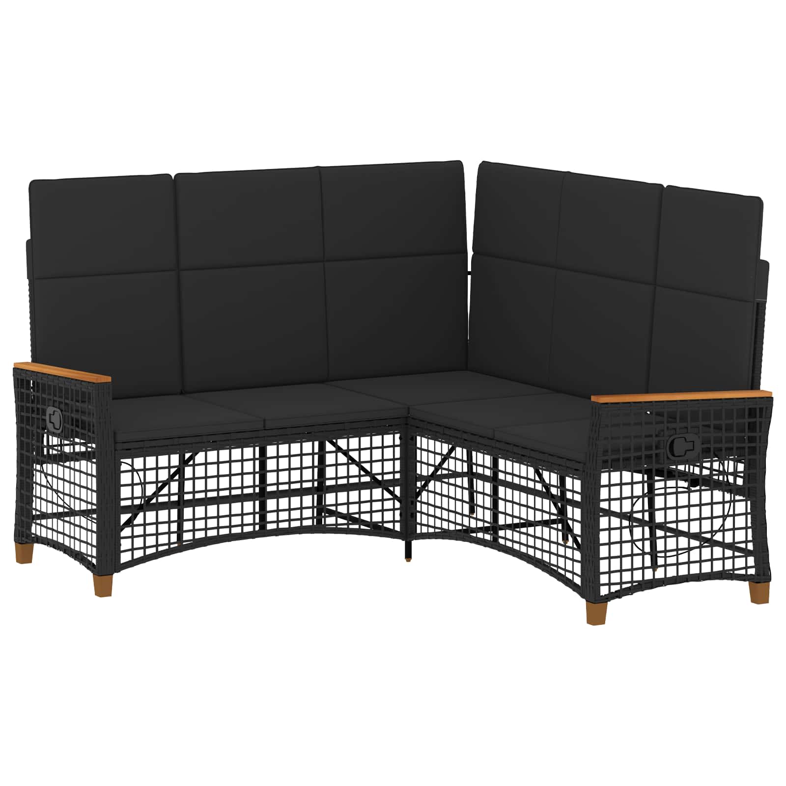 vidaXL Tuin Ligbank Set Zwart 164 x 164 x 112 cm poly rattan